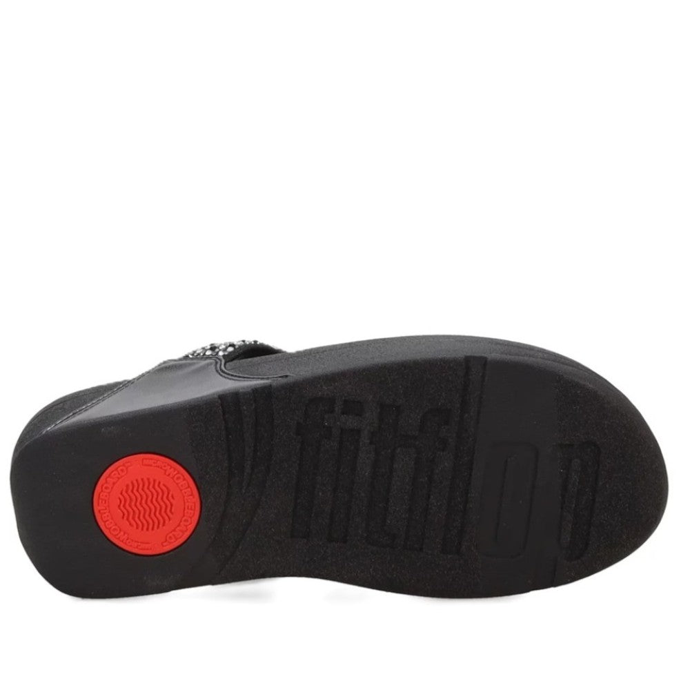 Fitflop Lulu Crystal Mix Toe-Post Sandals-BLACK