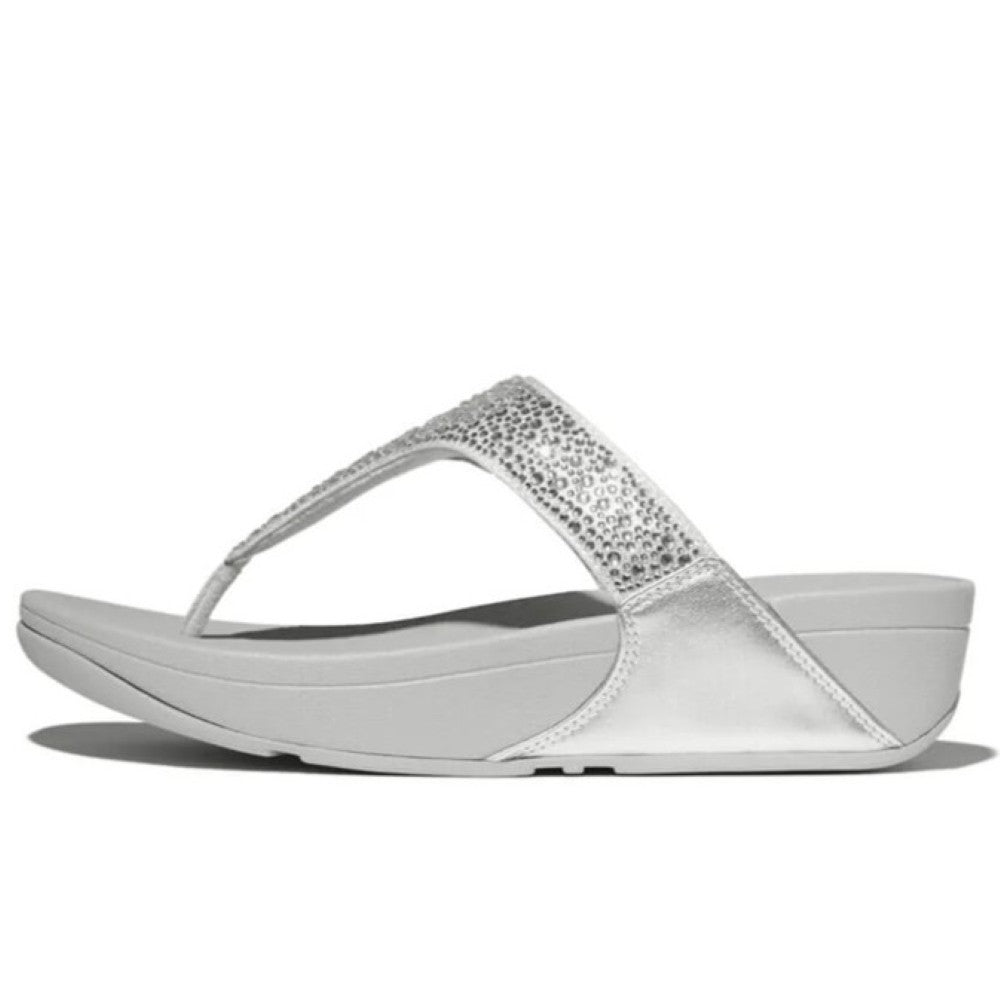 Fitflop Lulu Crystal Mix Toe-Post Sandals-SILVER