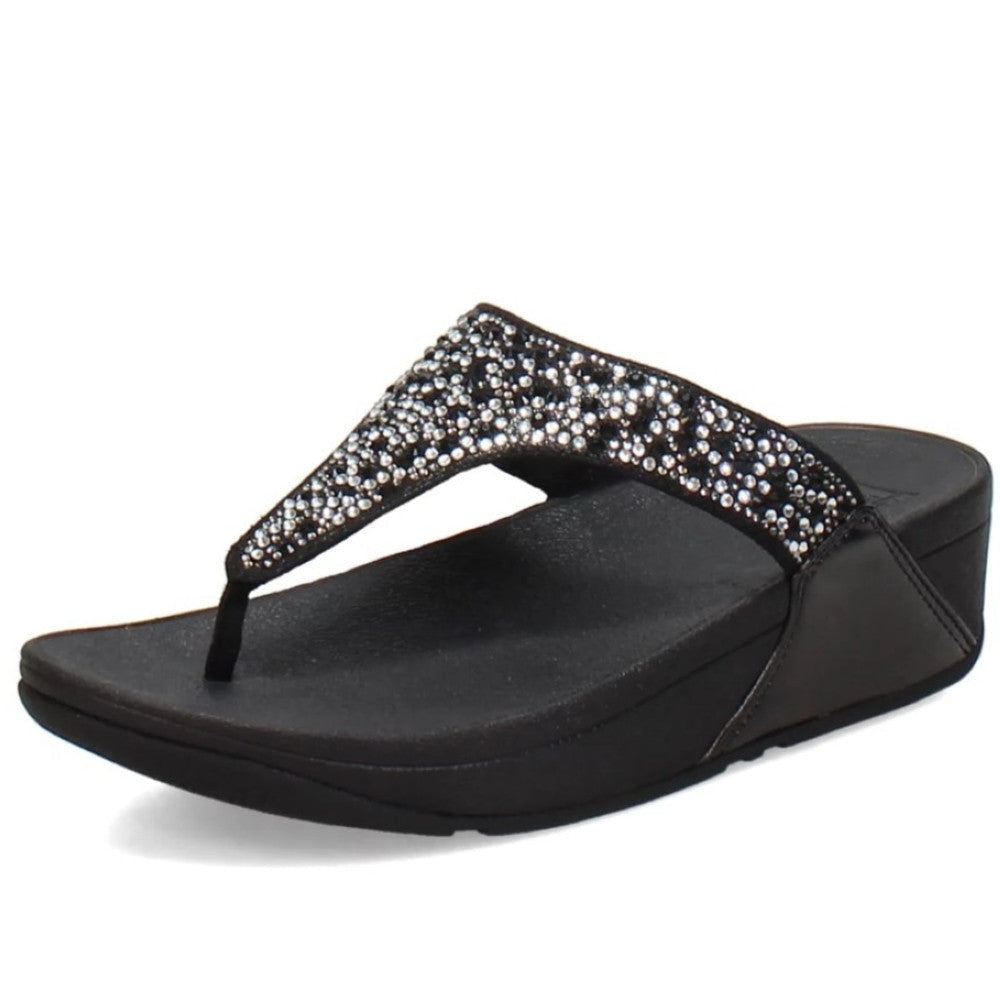 Fitflop Lulu Crystal Mix Toe-Post Sandals-BLACK