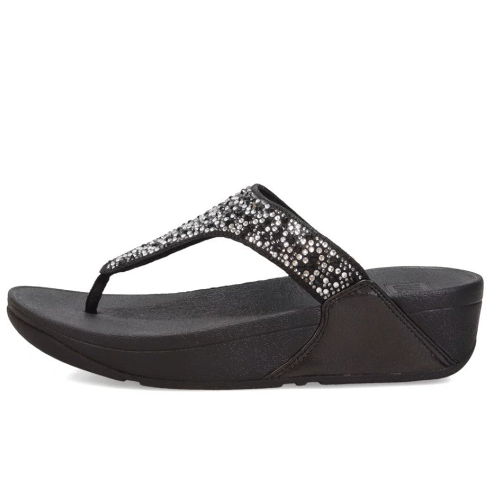 Fitflop Lulu Crystal Mix Toe-Post Sandals-BLACK