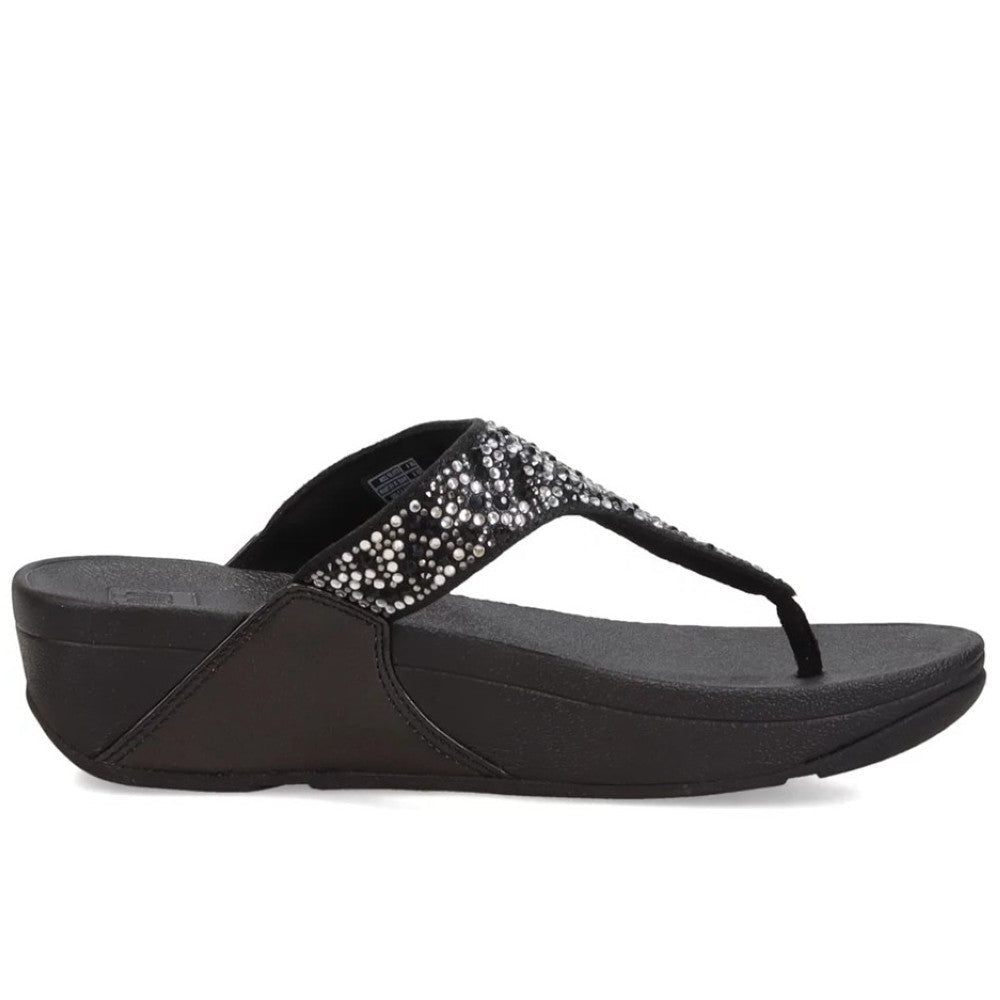 Fitflop Lulu Crystal Mix Toe-Post Sandals-BLACK