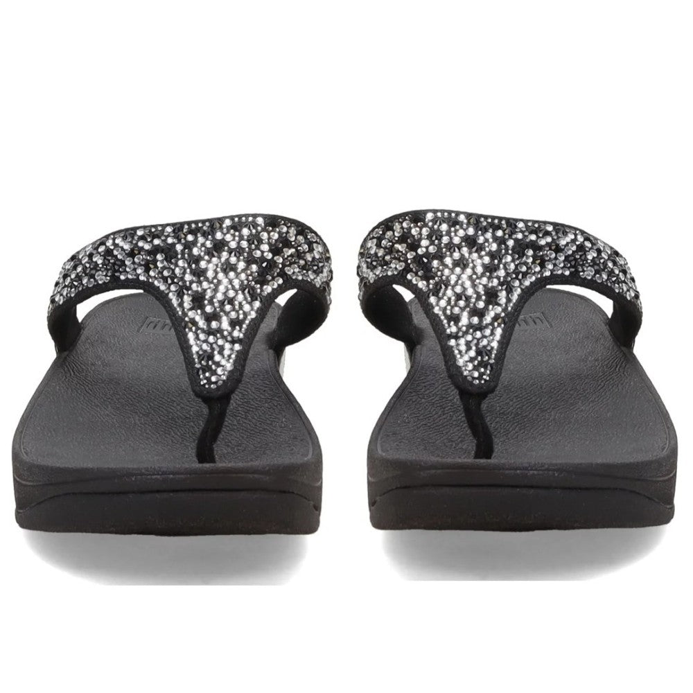 Fitflop Lulu Crystal Mix Toe-Post Sandals-BLACK