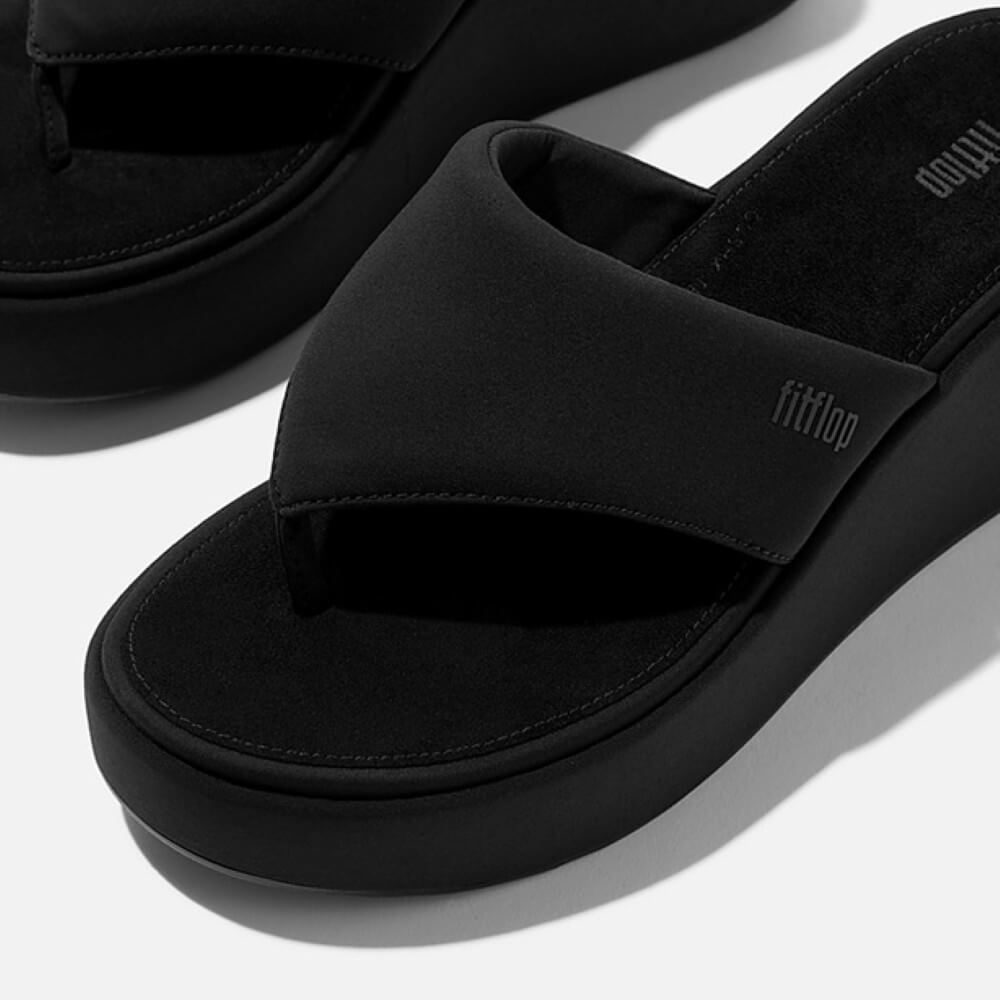 Fitflop PLATFFORMS Wedge Toe-Post Sandals Black