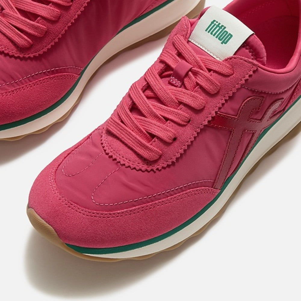 Fitflop RETRO-Q Fabric/Suede Sneakers Berry Red