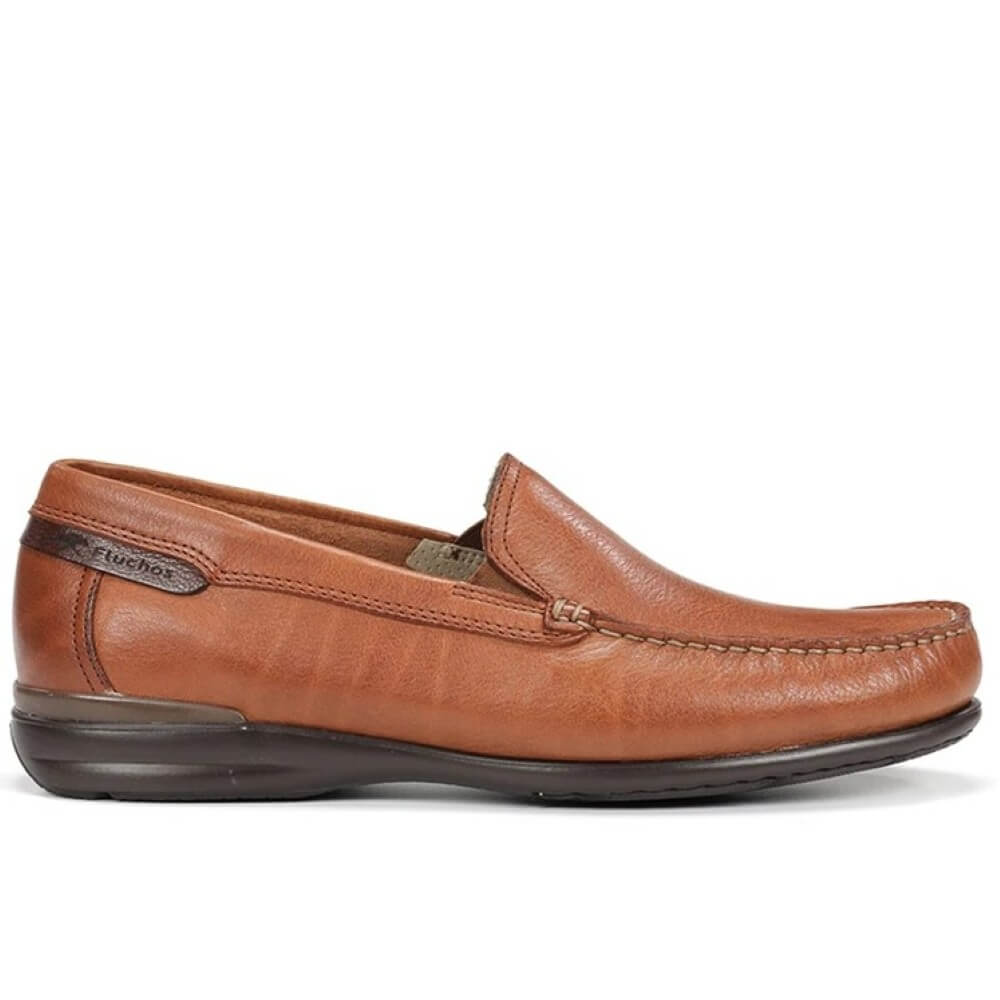 Fluchos Brown leather loafer shoe on a white background
