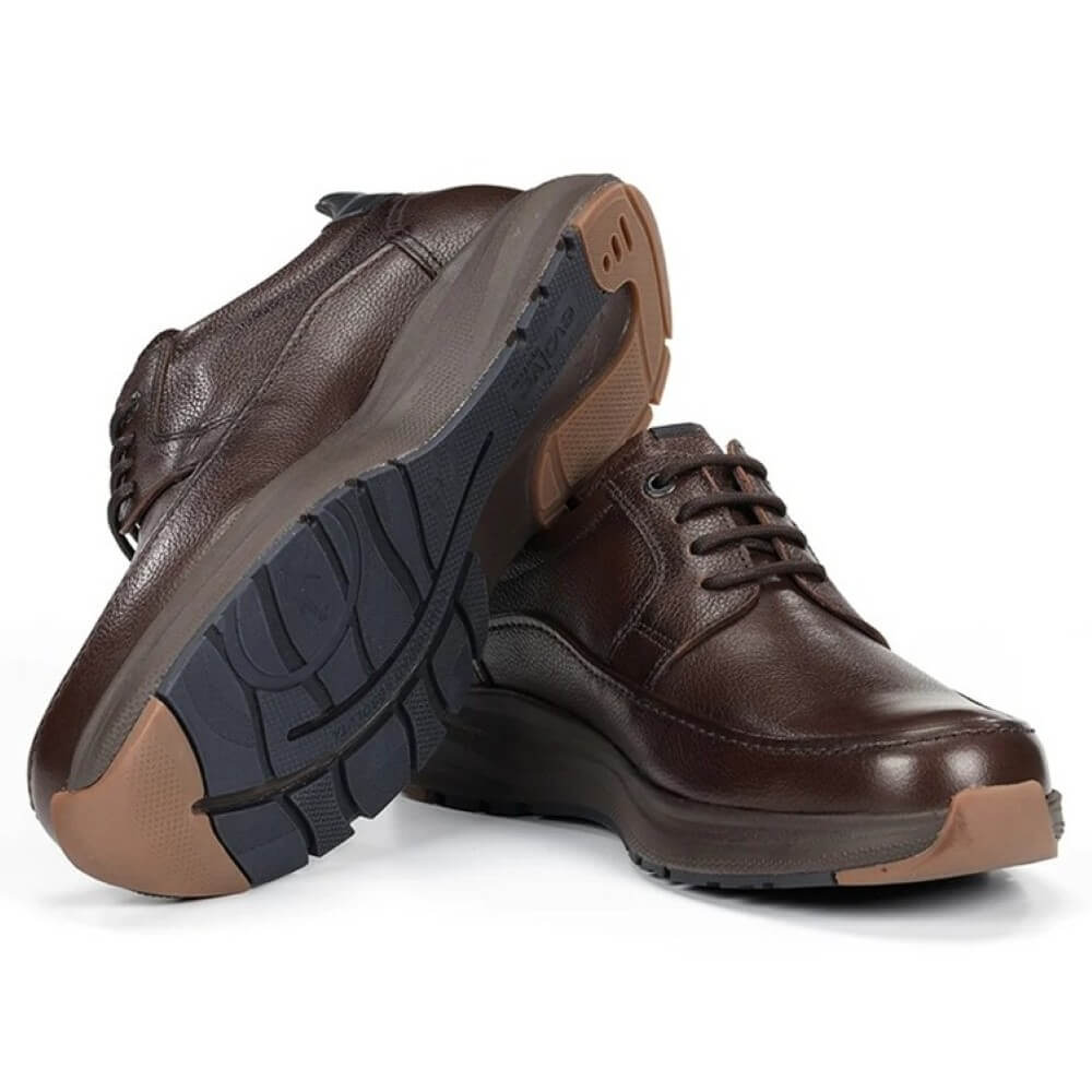 Brown leather shoe with a waterproof label on a white background Fluchos Triton F2065 Waterproof Leather Laced Shoe Espresso