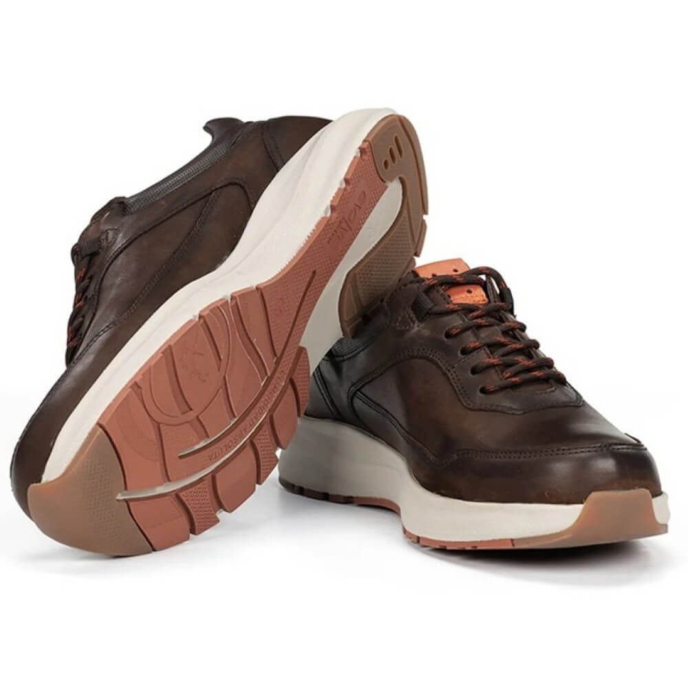 Brown leather shoe with a waterproof label on a white background Fluchos Triton F2069 Waterproof Leather Laced Shoe Caffee Brown