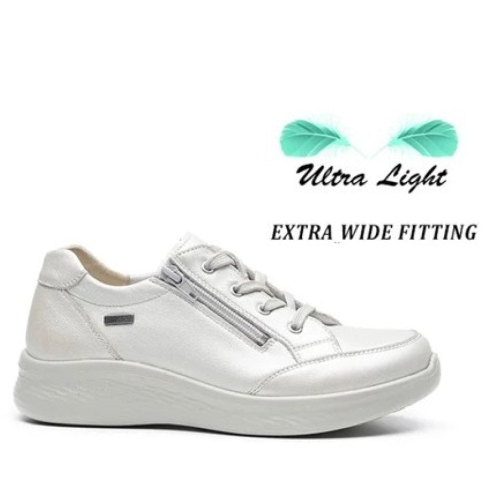 G Comfort Leather Lace-up H-Fit P-811 Pearl White