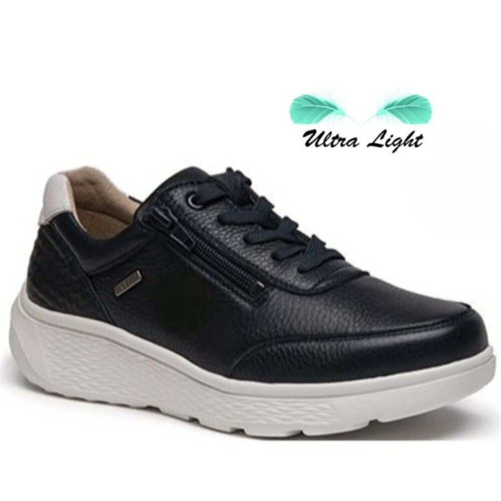 G Comfort Navy shoe with white sole on a white background, featuring 'Ultra Light' text.