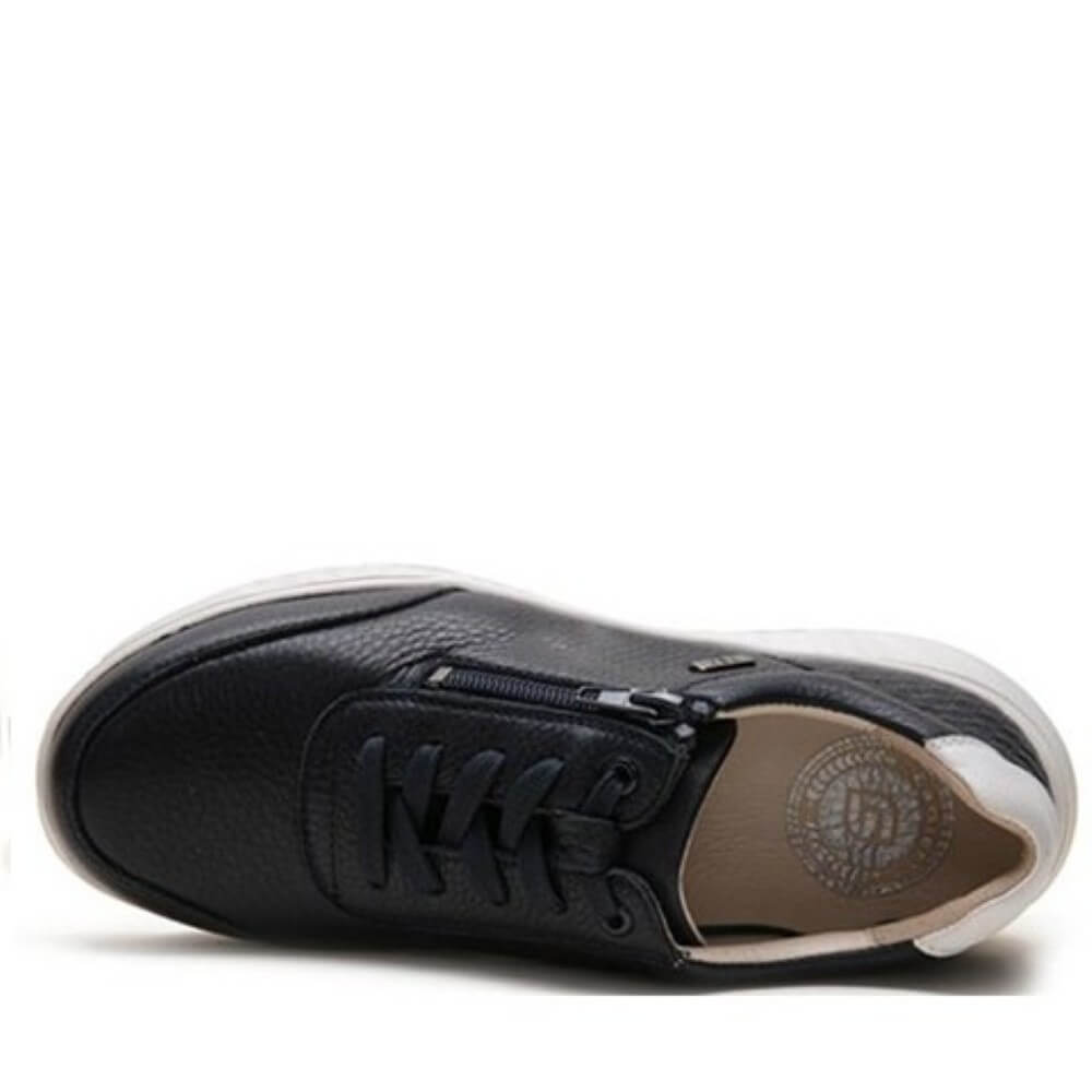 G Comfort Navy shoe with white sole on a white background,