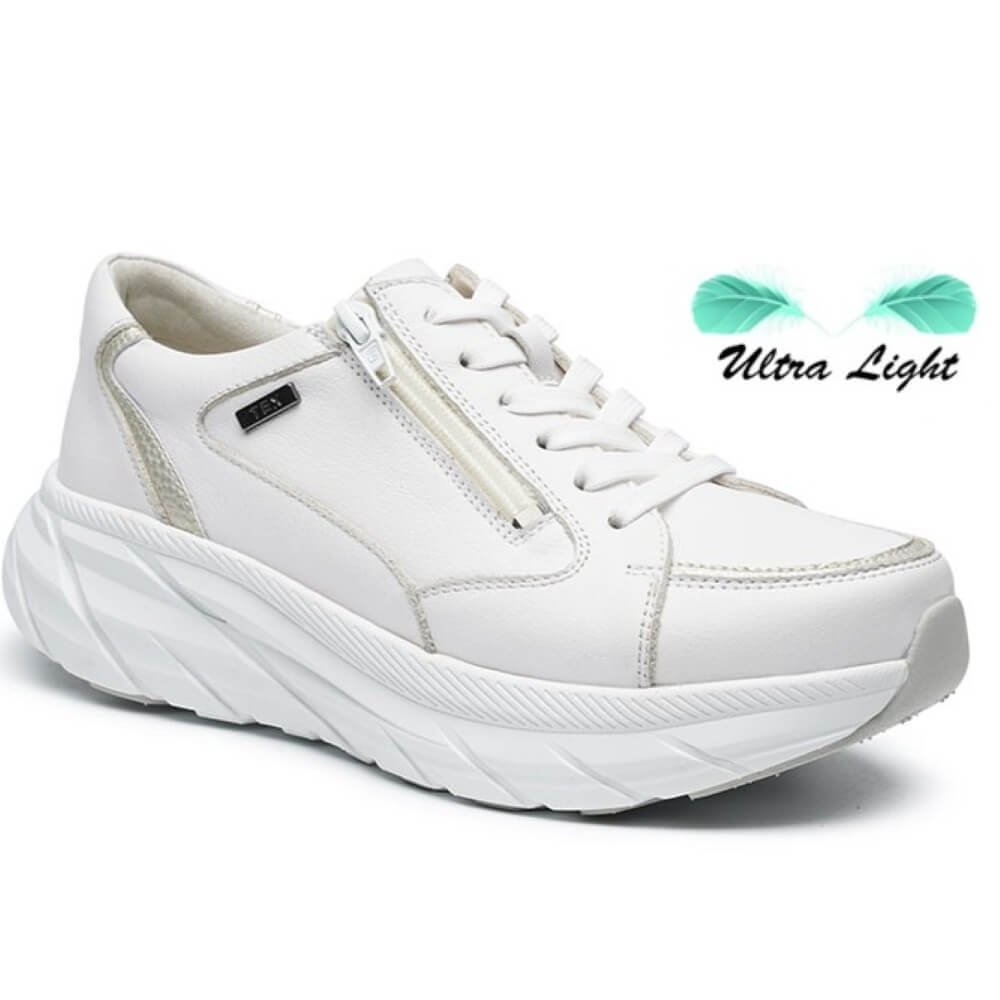 G Comfort White sneaker with 'Ultra Light' text on a white background
