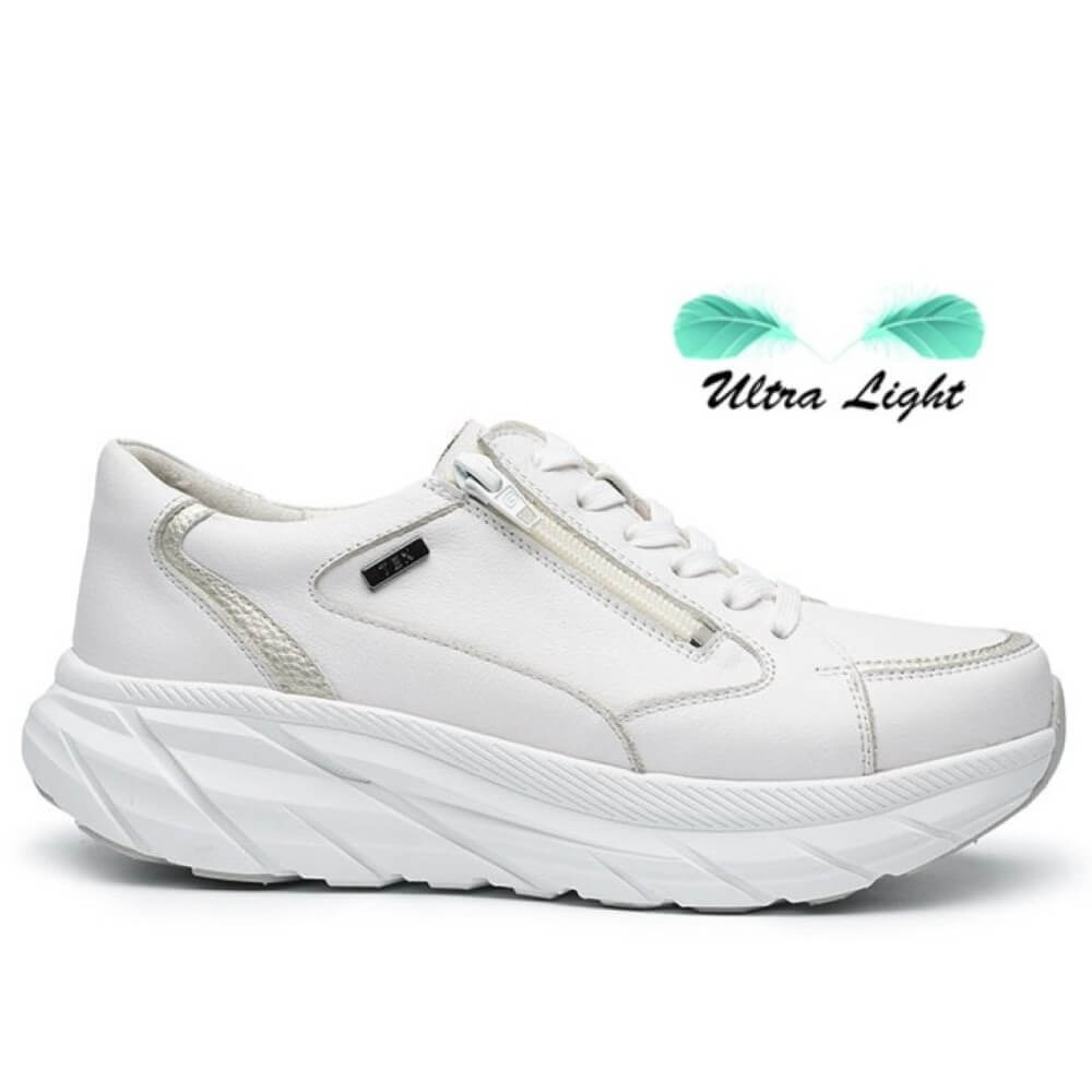 G Comfort White sneaker with 'Ultra Light' text on a white background