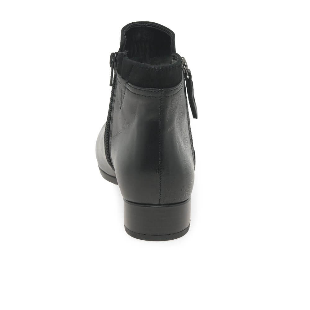 Black ankle boot with a zipper on a white background Gabor Briano 72.718 H-Fit Leather Ankle Boot