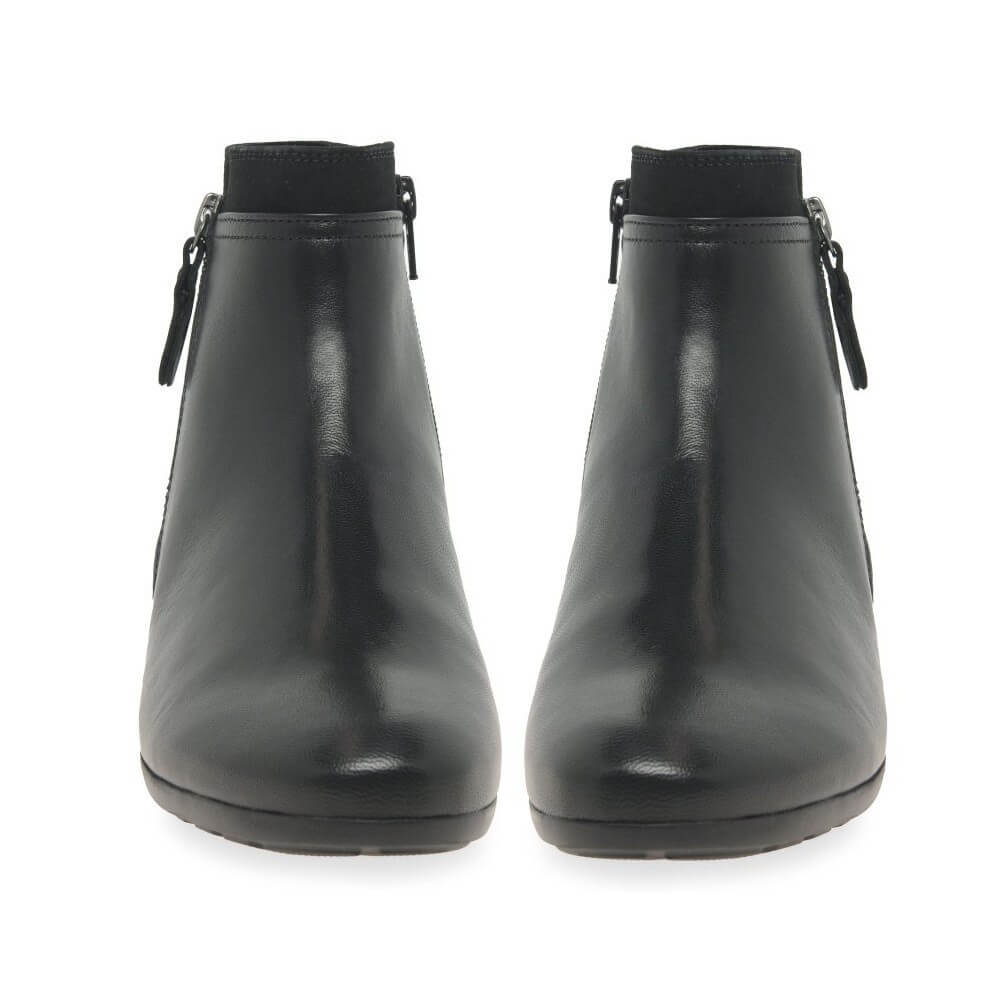 Black ankle boot with a zipper on a white background Gabor Briano 72.718 H-Fit Leather Ankle Boot