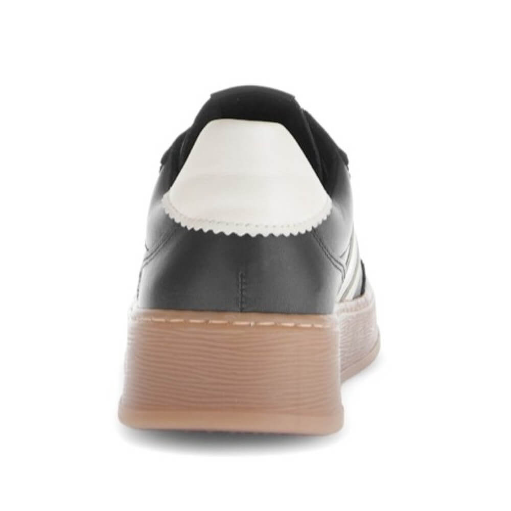 Black and white sneaker with a brown sole on a white background Gabor Dahama Leather Trainers 76.475-Black Latte
