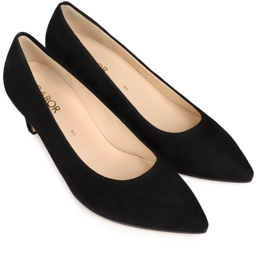 Gabor Daze 3014.01 Black Suede Court Shoe
