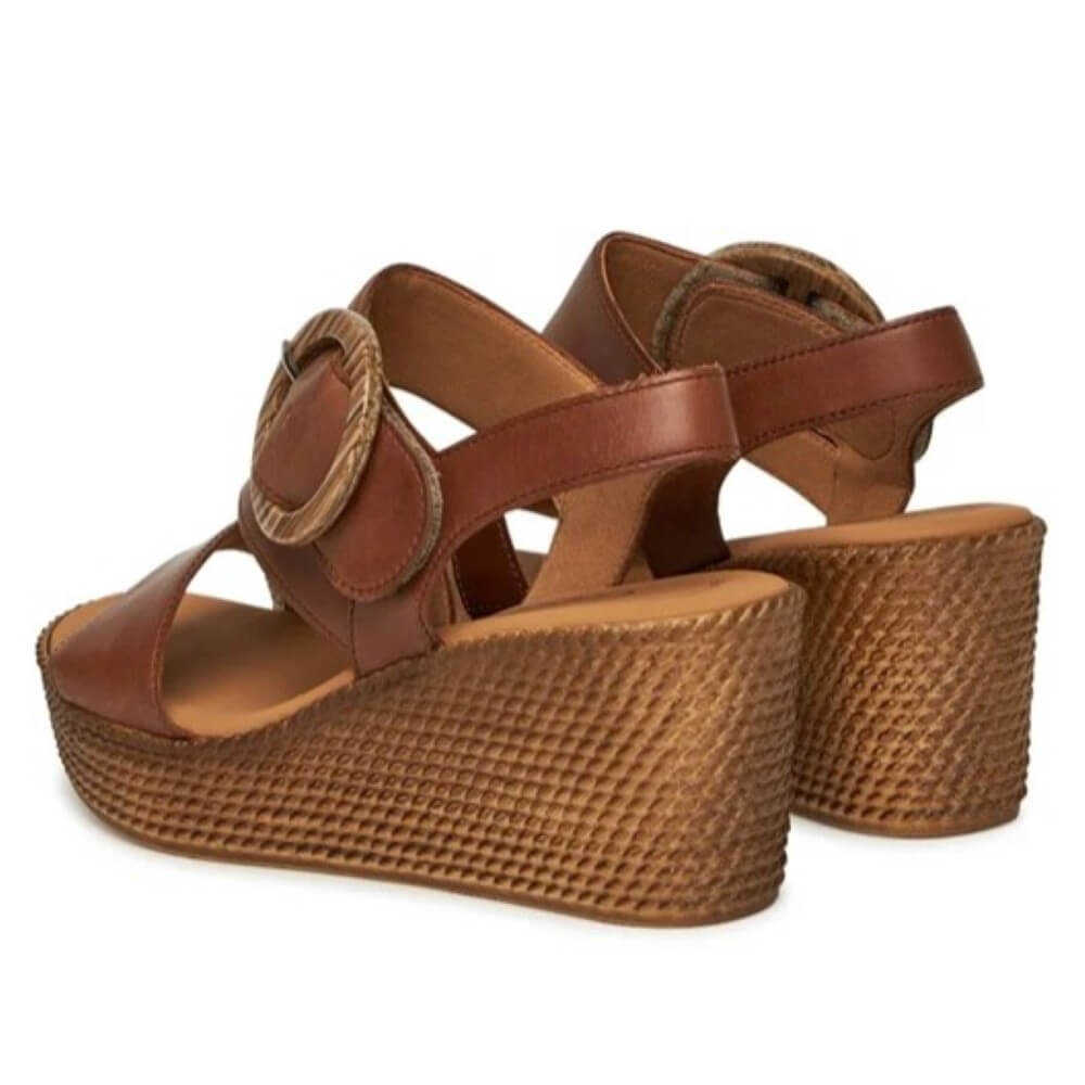 Gabor Drama Wedge Leather Sandal 64.770-CAMEL