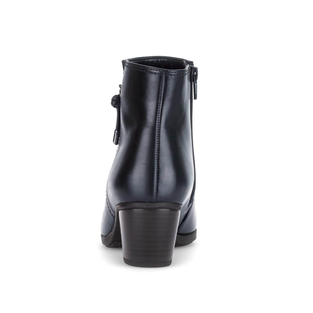 Gabor Ela 8029.01 Navy Leather Block Heel Ankle Boot