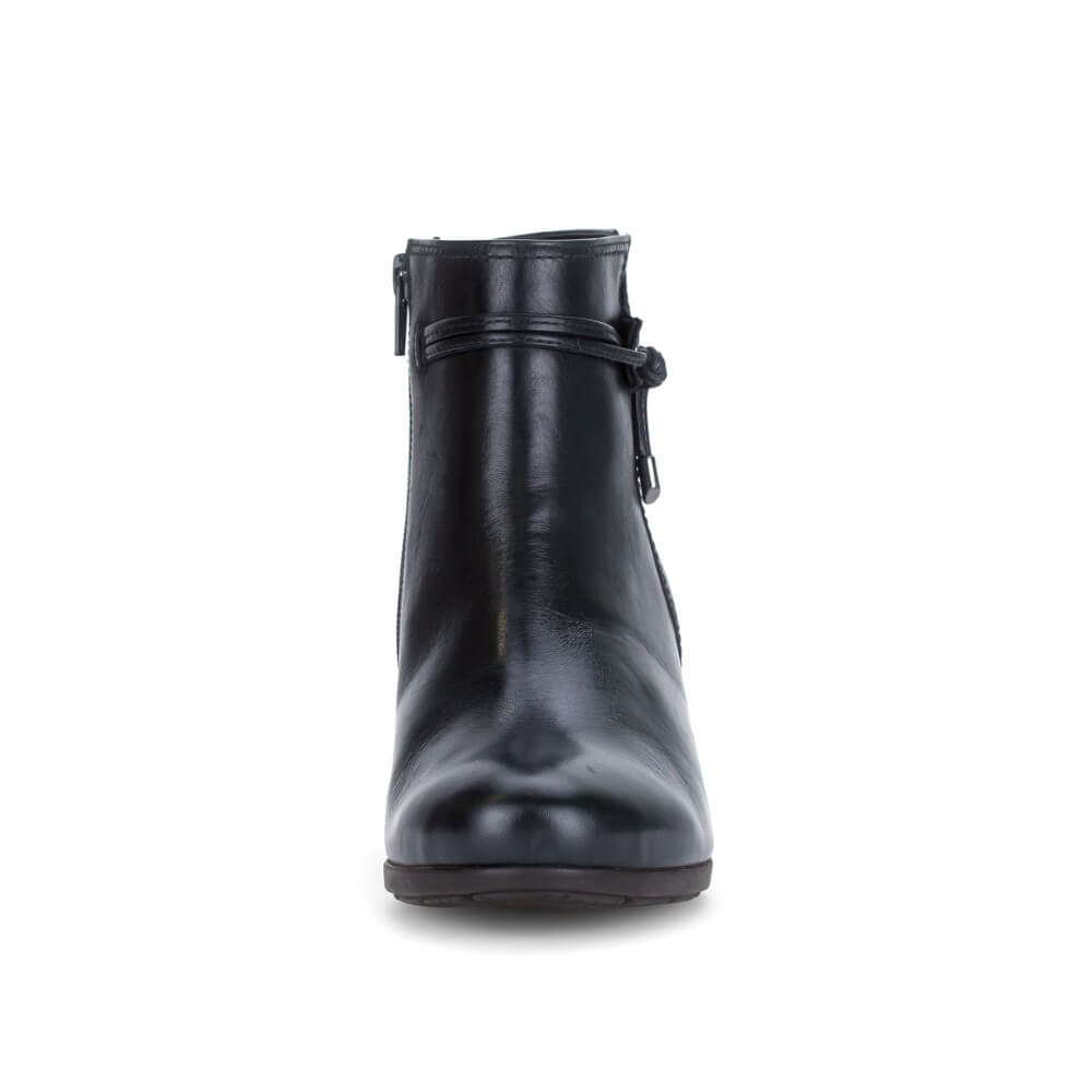 Gabor Ela 8029.01 Navy Leather Block Heel Ankle Boot