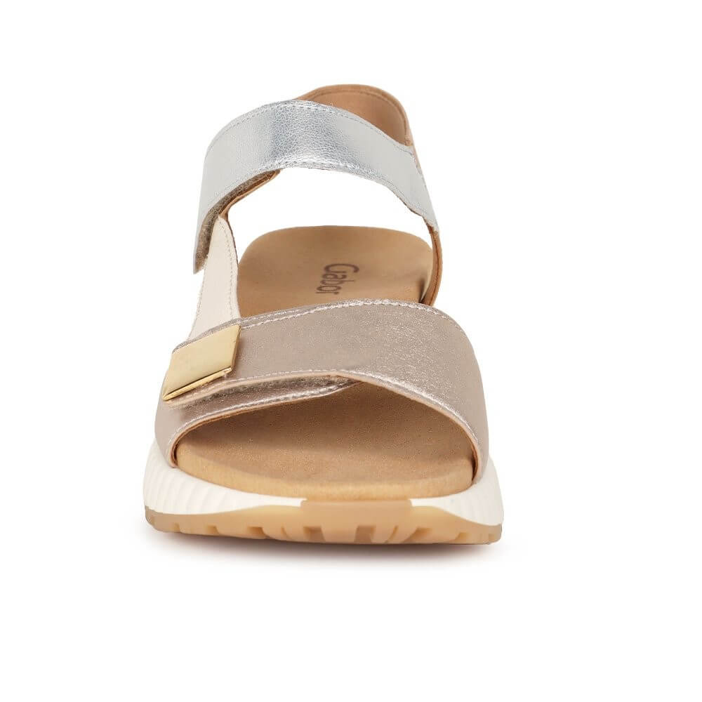 Gabor Gold and silver sandal on a white background