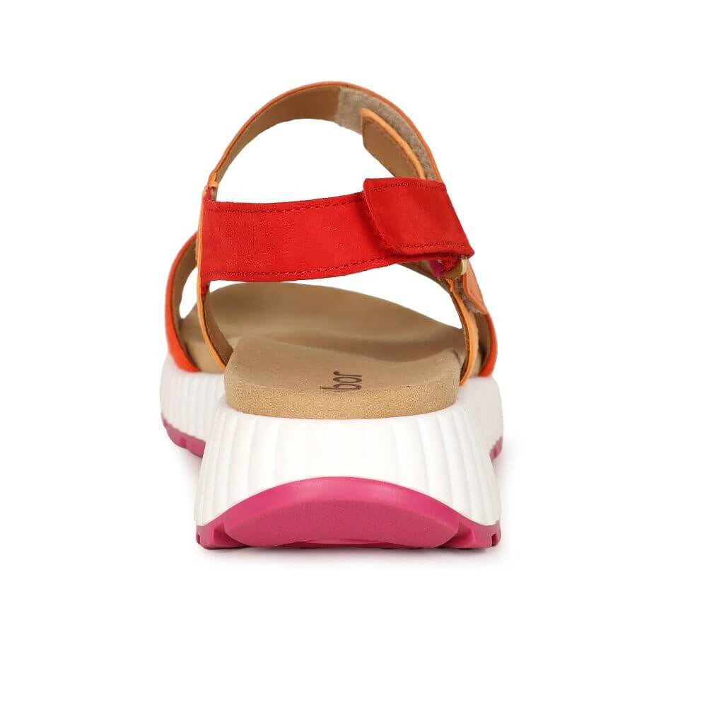 Gabor Multi-coloured sandal with orange, pink, and white on a white background