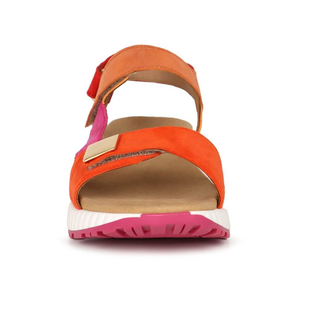 Gabor Multi-coloured sandal with orange, pink, and white on a white background