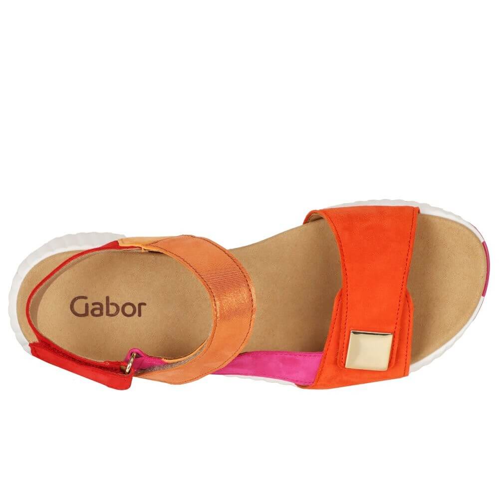 Gabor Multi-coloured sandal with orange, pink, and white on a white background