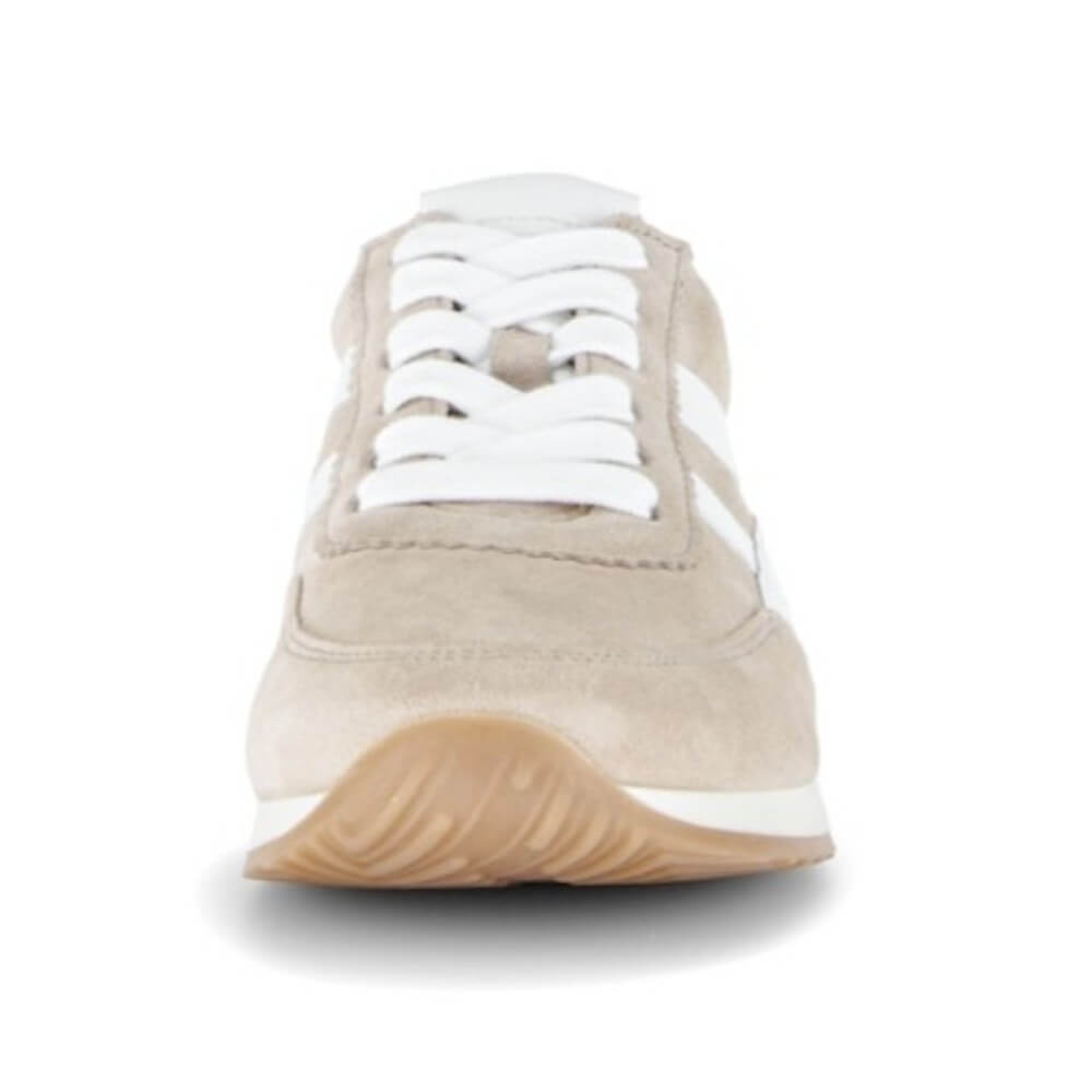 Gabor Beige sneaker with white accents on a white background