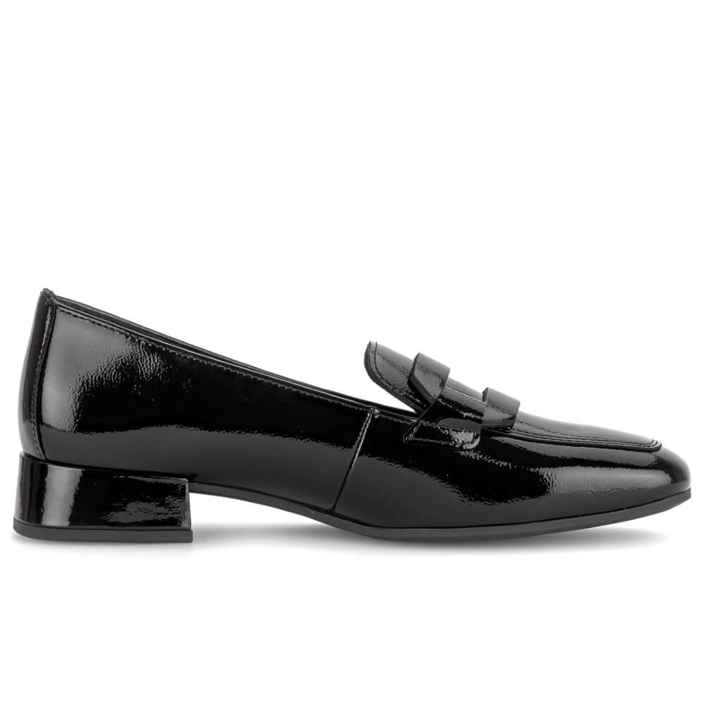 Black patent leather loafer on a white background Gabor Great Leather Loafer 75.261-BLACK