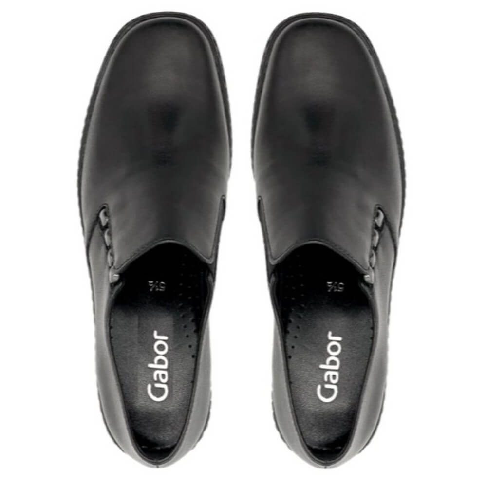 Black leather slip-on shoe Gabor Hertha 04.443-BLACK