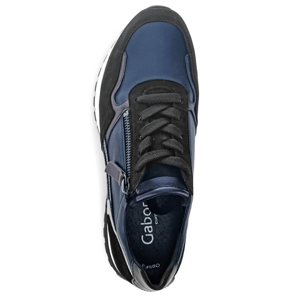 Blue and black sneaker with white sole on a white background Gabor Hollywell H Fit Laced 76.378