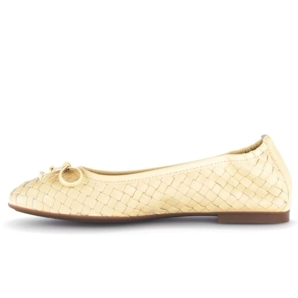 Gabor Yellow woven flat ballerinas shoe on a white background