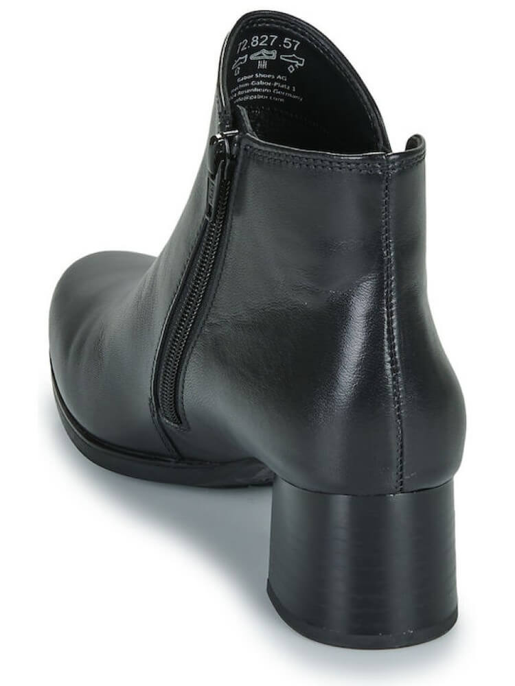Black leather ankle boot with a small strap on a white background Gabor Keegan 72.827 women's ankle boots in black leather