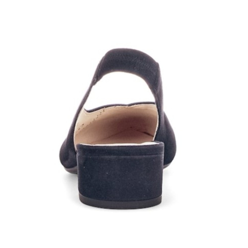 Gabor Navy blue suede slingback shoe on a white background