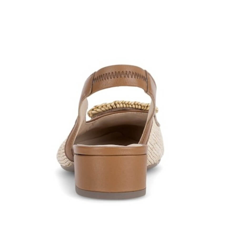 Gabor Brown slingback shoe with woven design on a white background