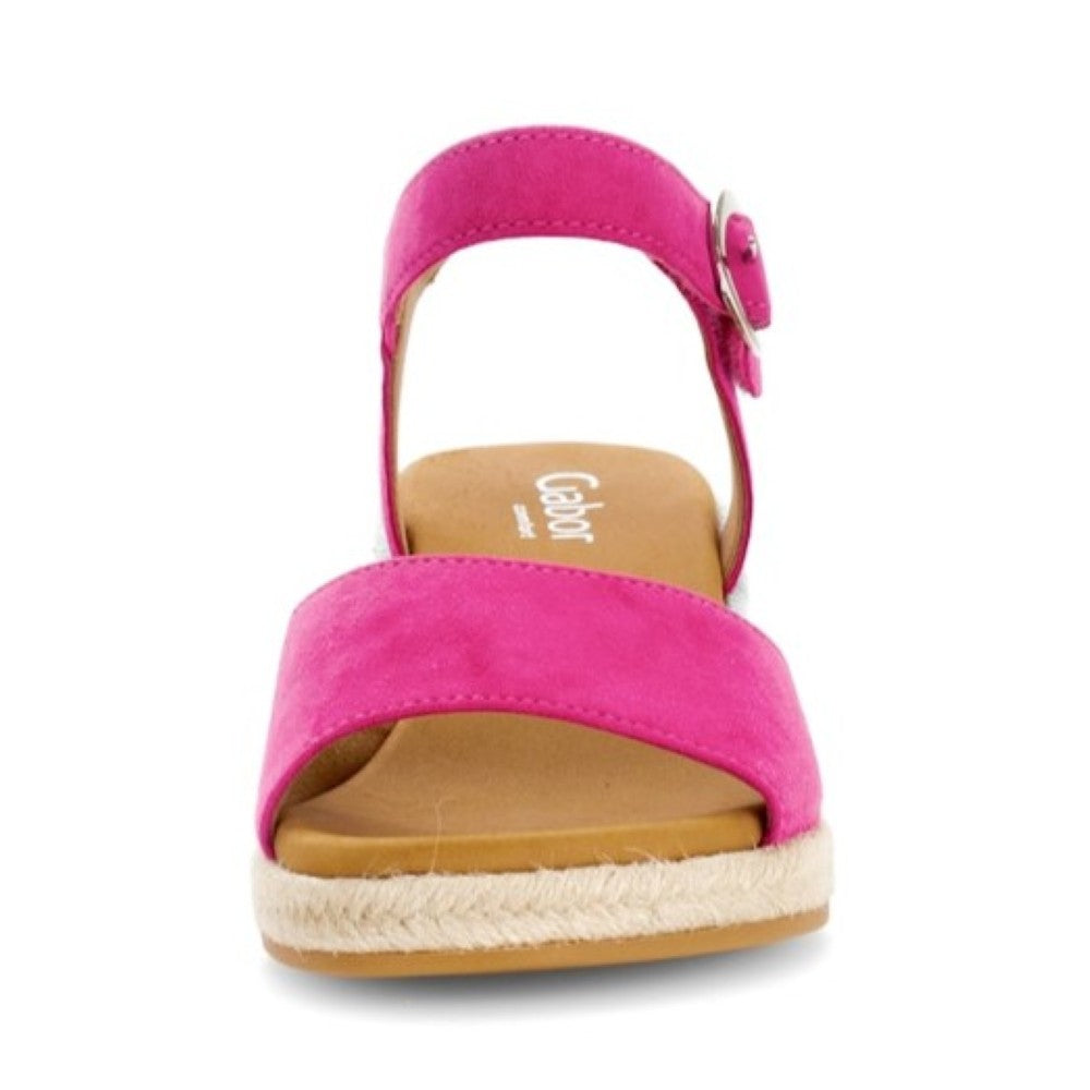 Gabor Pink wedge sandal with espadrille sole on a white background