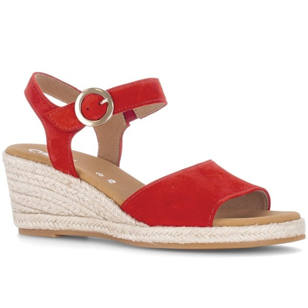 Gabor Red Suede Wedge Sandal