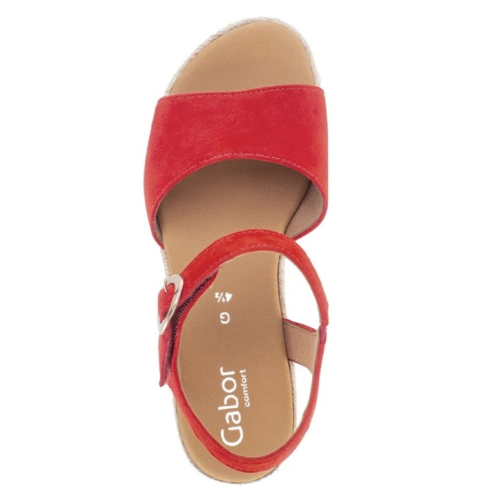 Gabor Red Suede Wedge Sandal