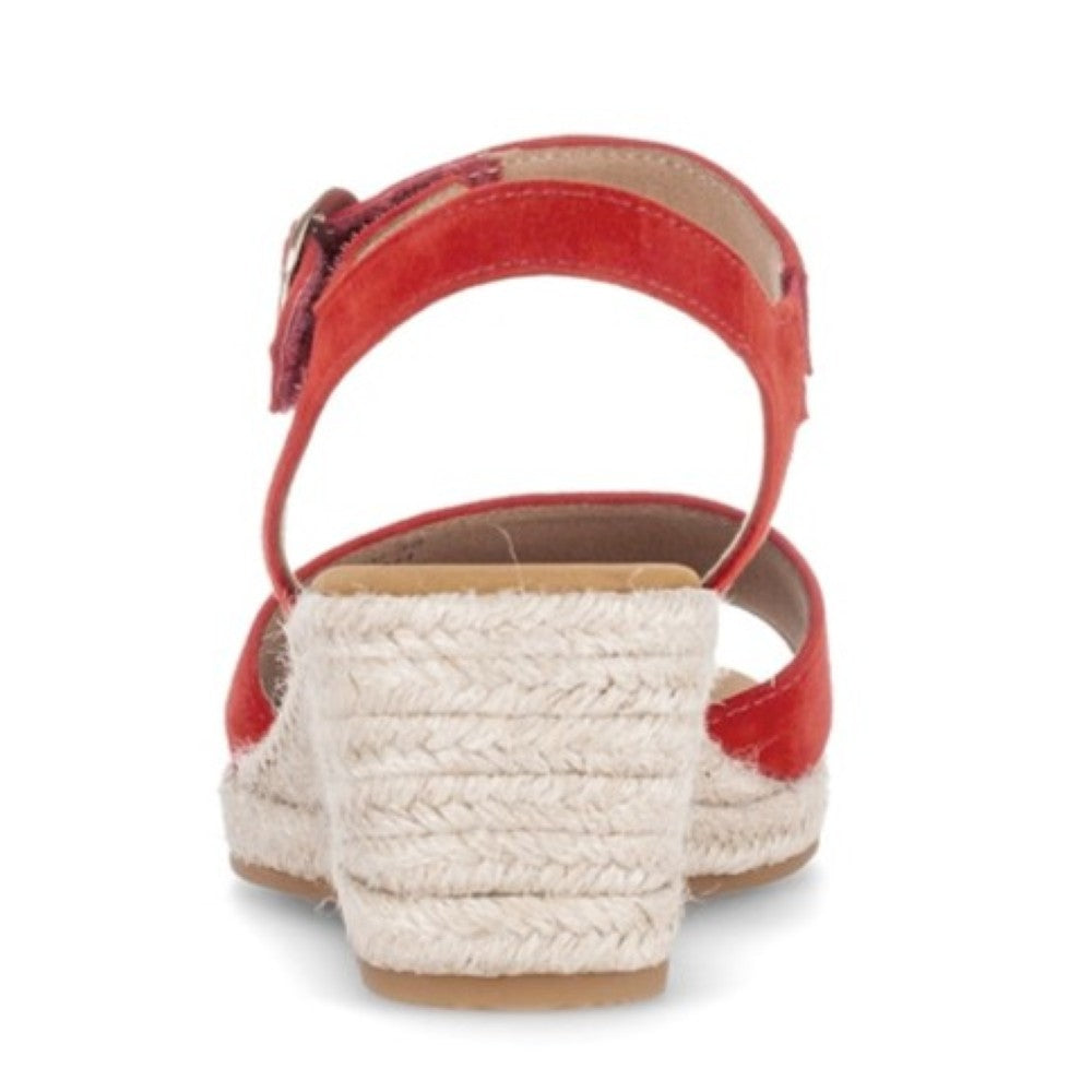 Gabor Red sandal with a braided sole on a white background