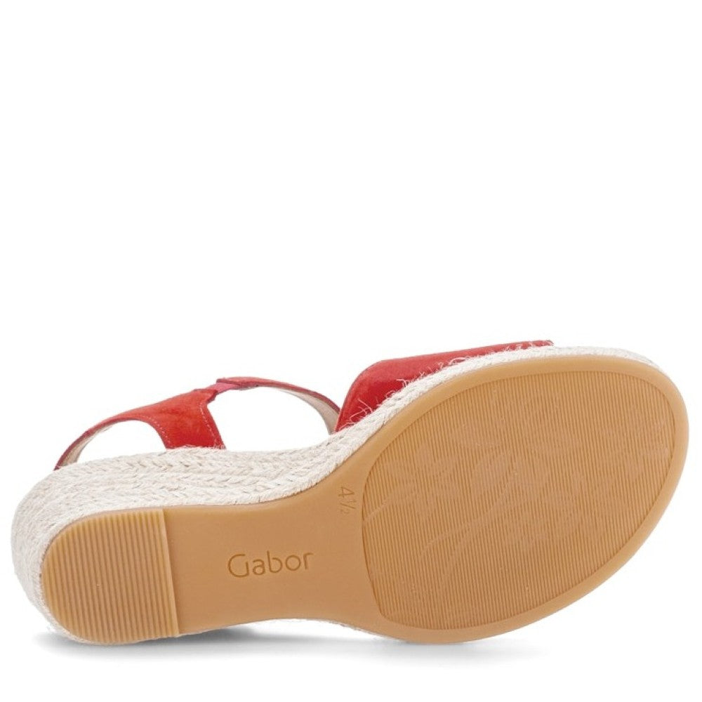 Gabor Monica 82.710 Wedge Sandal Fire Red Suede