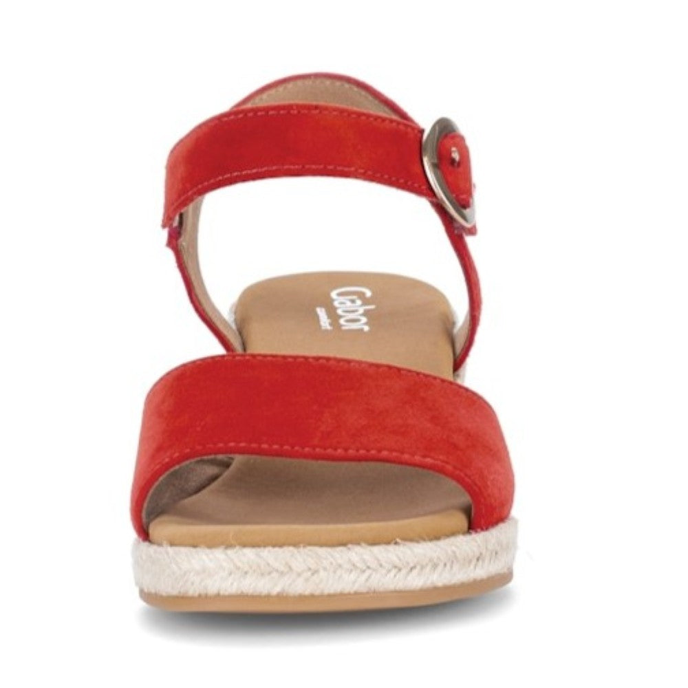 Gabor Red Suede Wedge Sandal