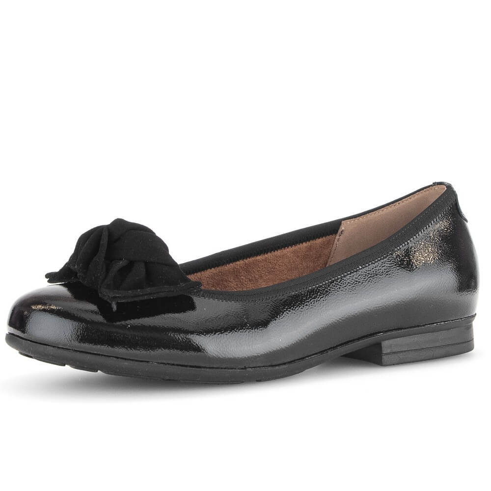 Ballet Gabor Black Gabor Amy Patent Leather Ballet Pumps, Black