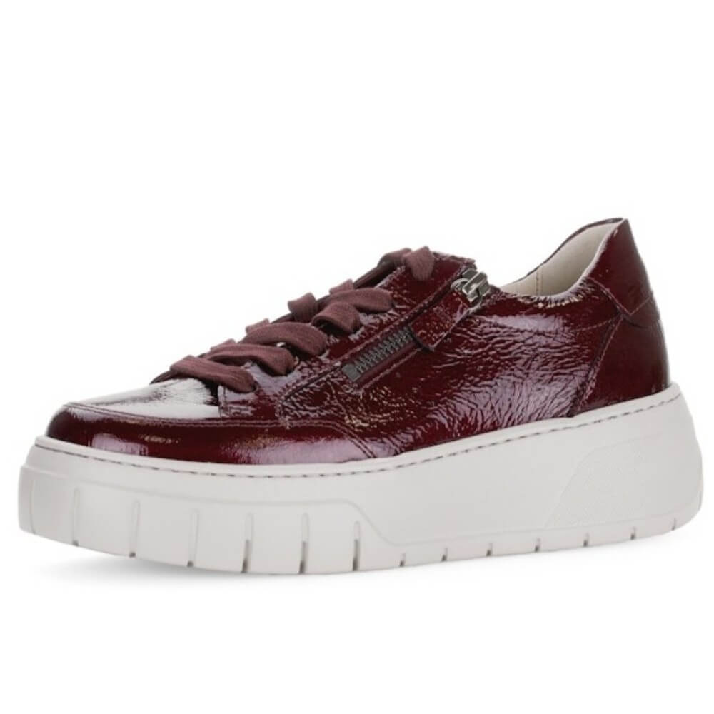 Wine patent sneaker with white sole Gabor Rivazza Platform Leather Trainer 73.220-BORDEAUX