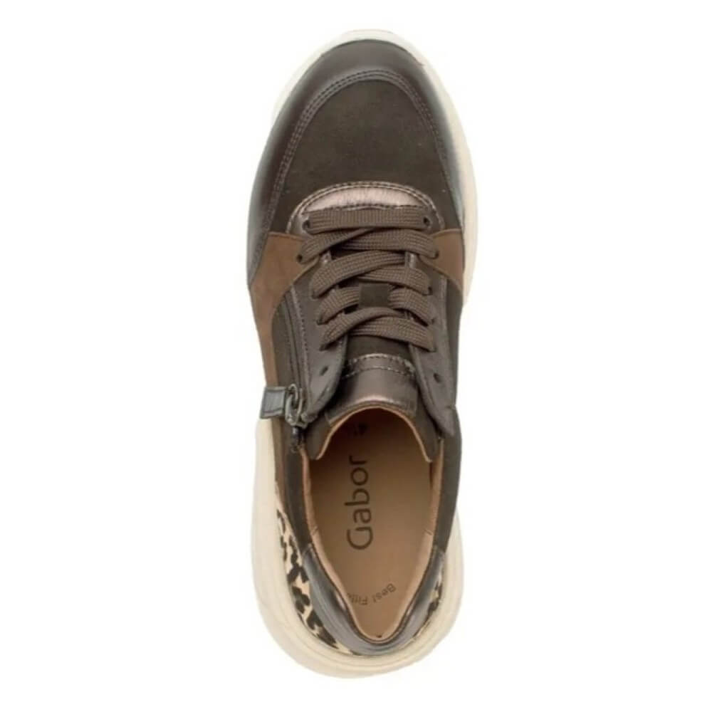 Gabor Romance Leather Trainer 73.373 Chocolate Brown