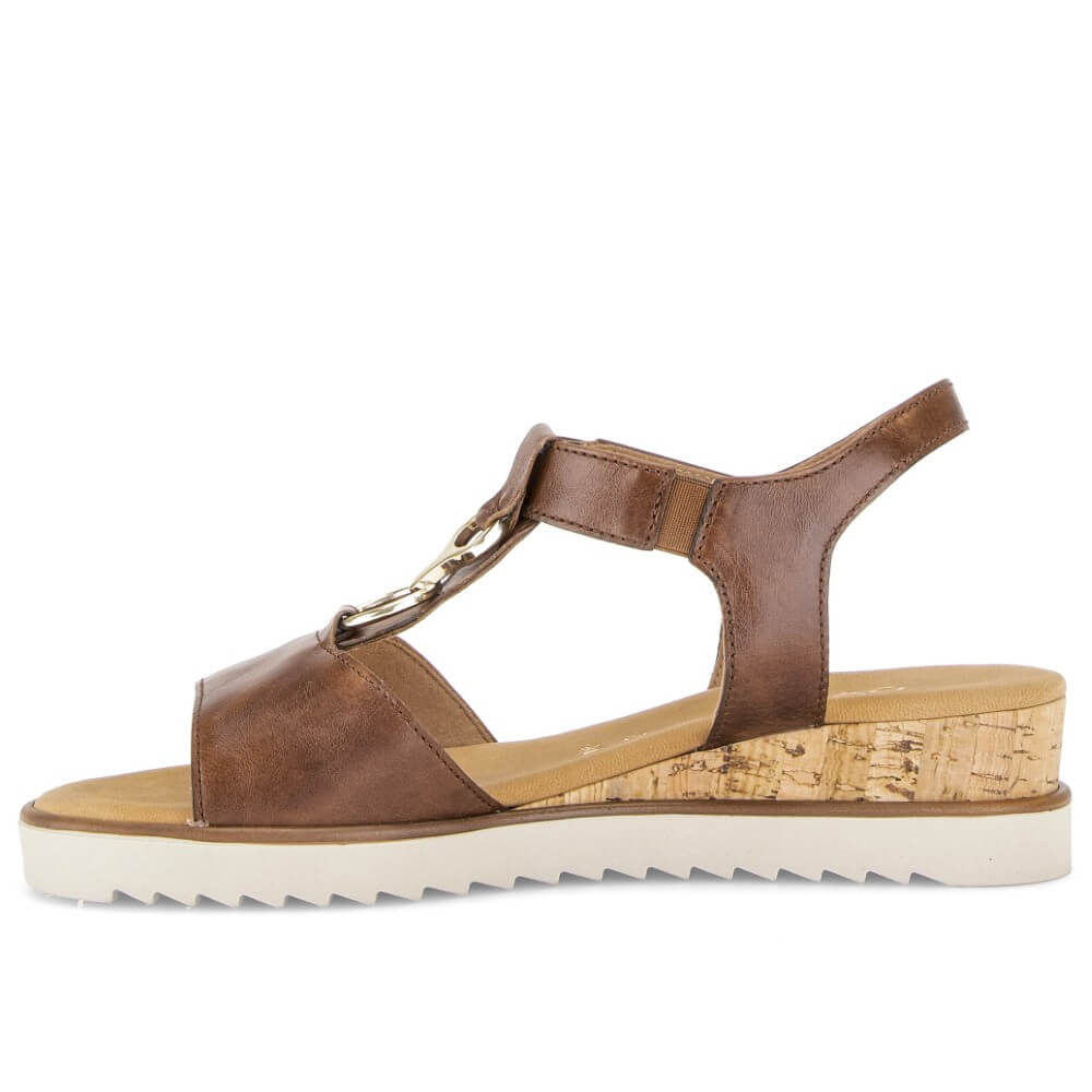 Gabor Brown sandal with a white sole on a white background