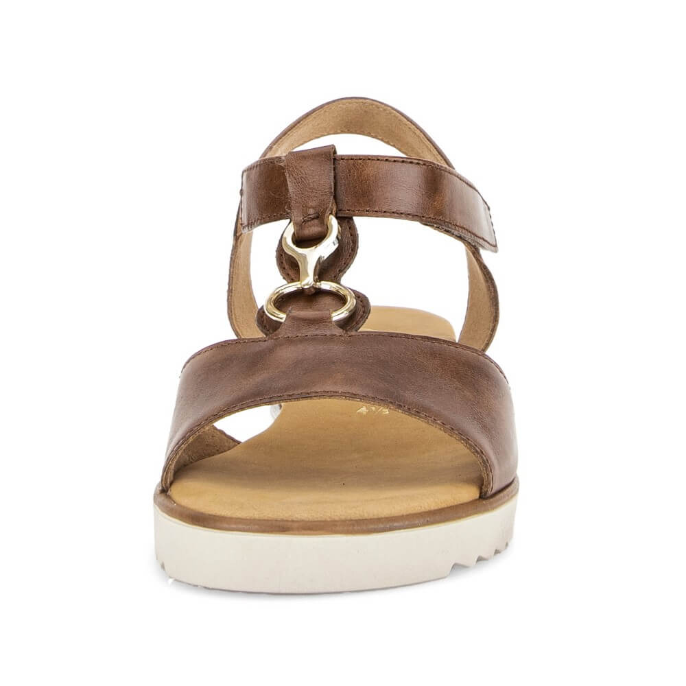 Gabor Brown sandal with a white sole on a white background