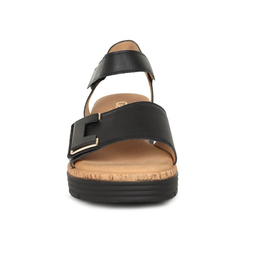 Gabor Shout 82.700 Wedge Black Leather Sandal