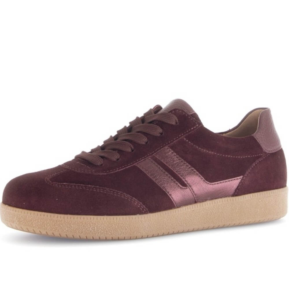 Maroon sneaker with a beige sole on a white background Gabor West Leather Trainer 73.300-MULBERRY