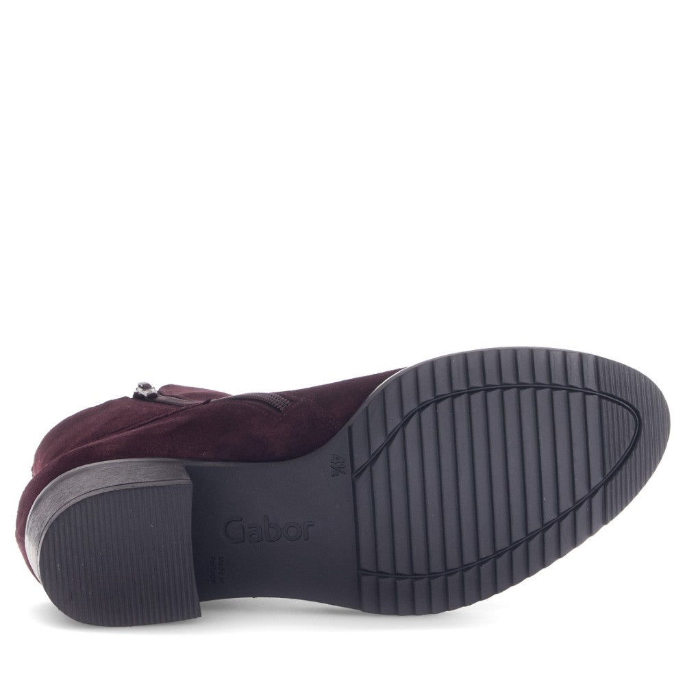 Gabor Acception 75.513 Suede Ankle Boot Mulberry