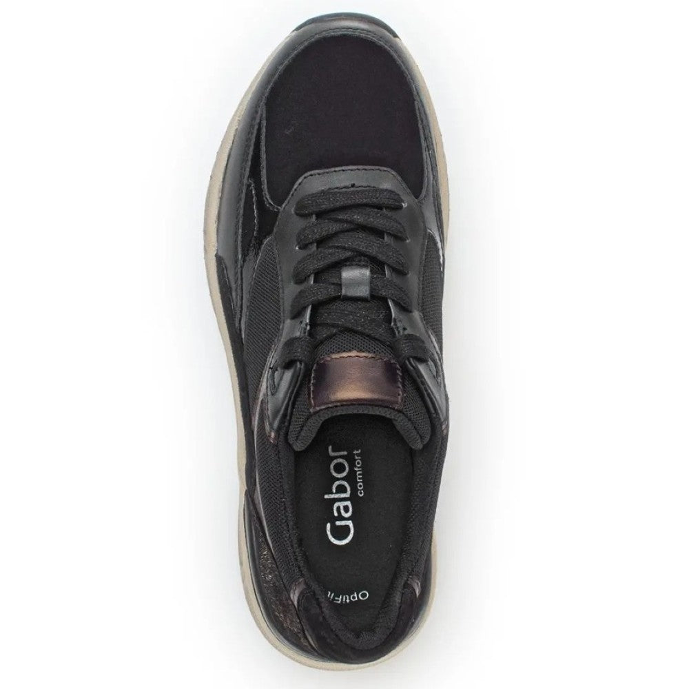 Black and brown sneaker on a white background Gabor Capri 76.585 Leather Trainer Black Brown